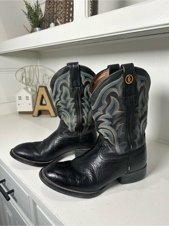 Tony Lama Shoes - Tony Lama Cowboy Boots Womens 10 Mens 8.5 Black Leather Western Boots USA
